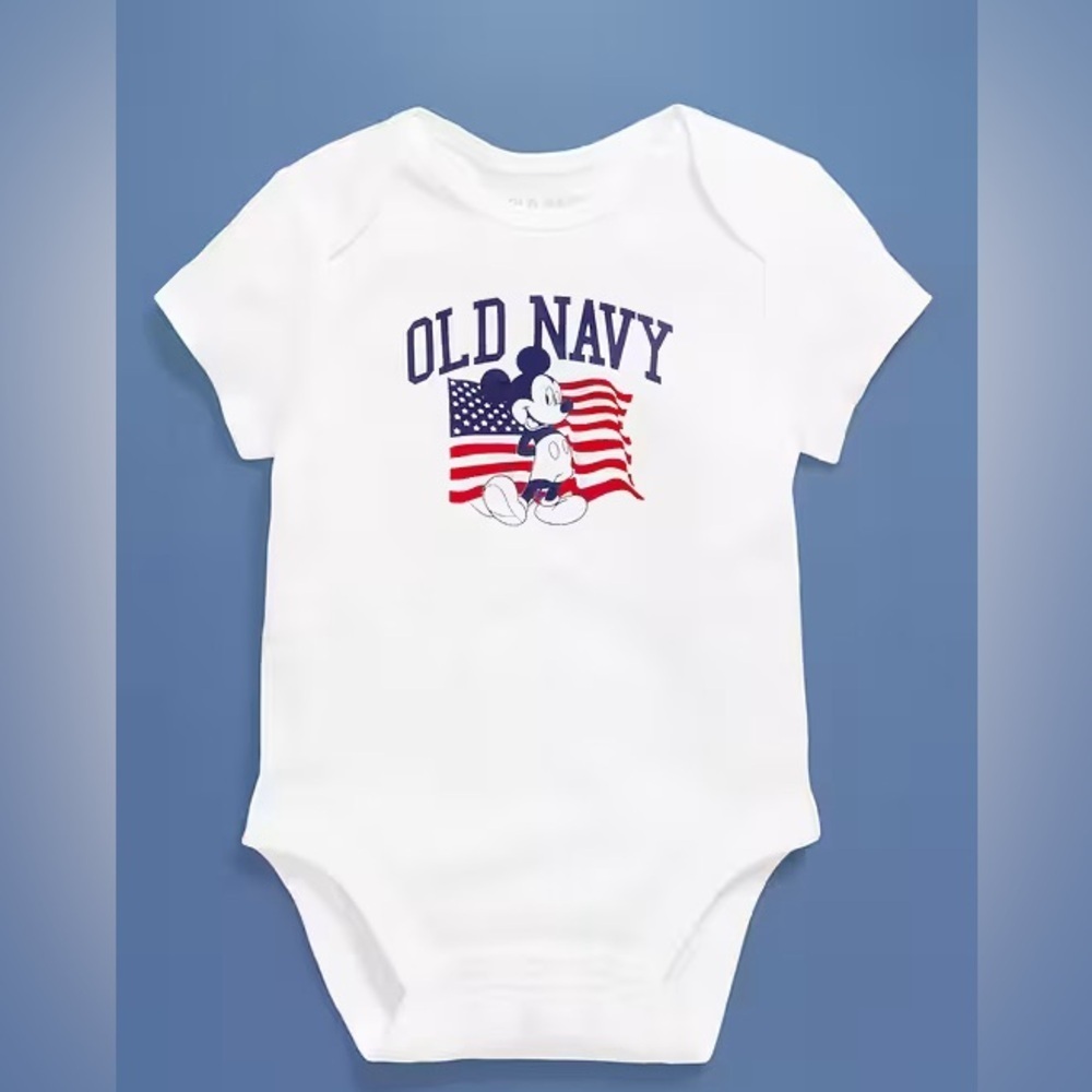 🇺🇸 Disney x Old Navy Mickey Mouse Bodysuit – 0-3M Red, White & Cute!